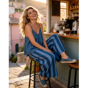 Avanti loose trousers (Deep ocean stripes)