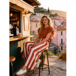 Avanti loose trousers (Brick orange stripes)