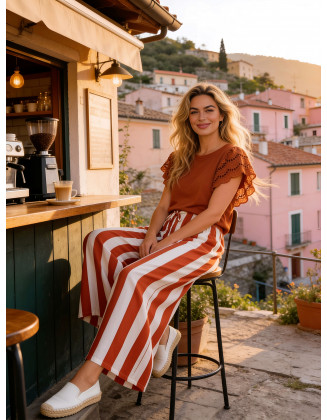 Avanti loose trousers (Brick orange stripes)