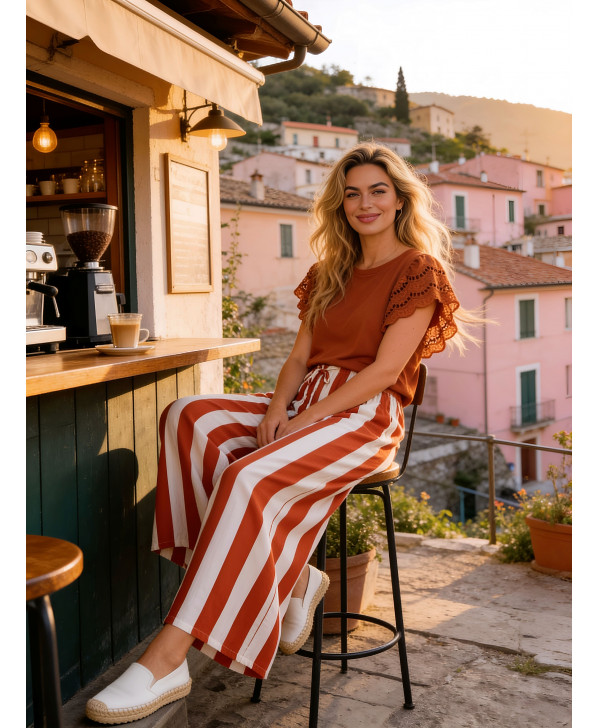 Avanti loose trousers (Brick orange stripes)