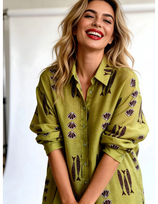 Fish & Seashells dress (lime green)