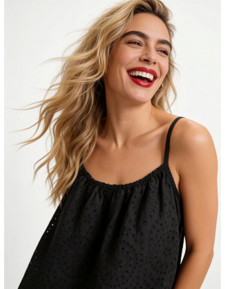 Black broderie top