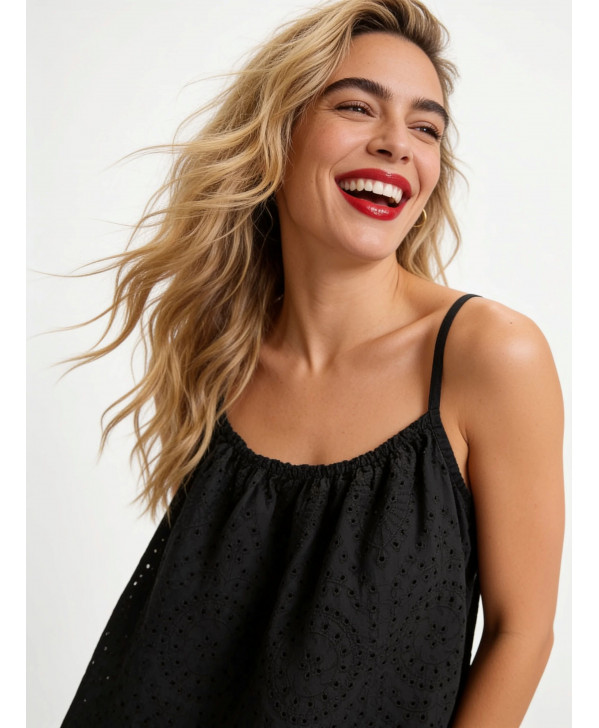 Black broderie top
