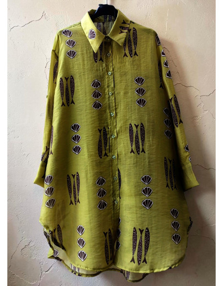 Fish & Seashells dress (lime green)