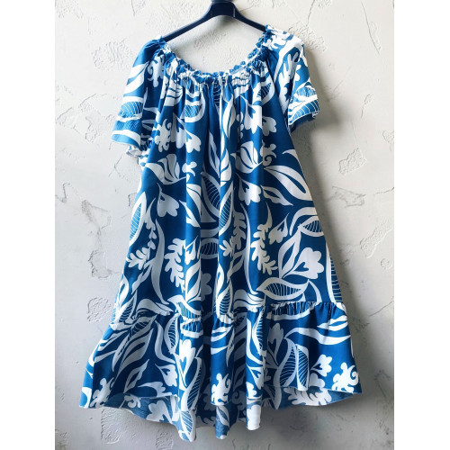 A day in the tropics dress (blue)