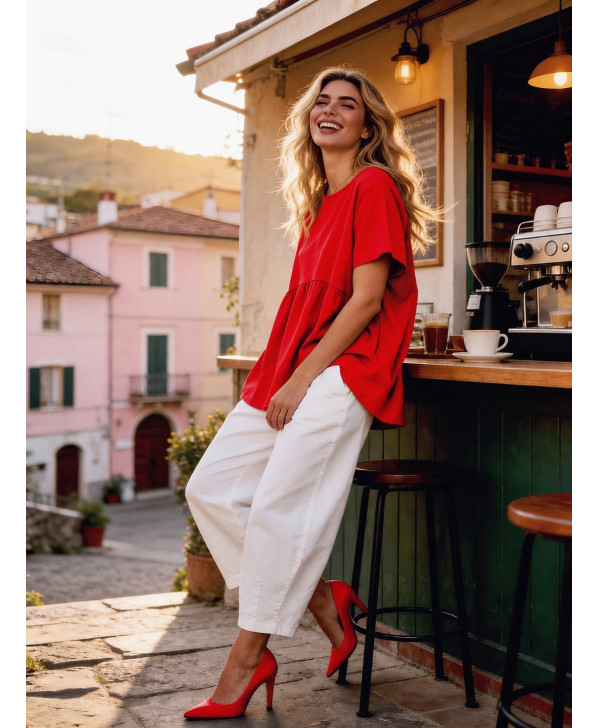 Glory days oversized top (passion red)