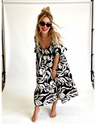 A day in the tropics dress (black)