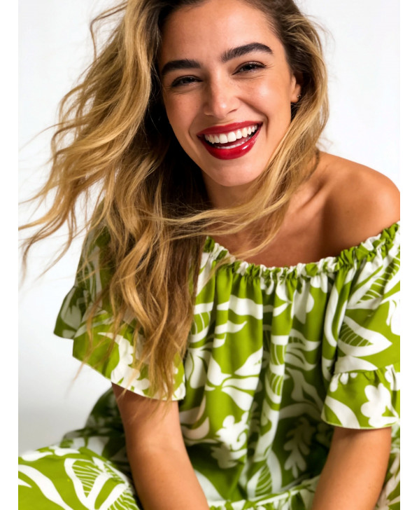 A day in the tropics dress (lime green)