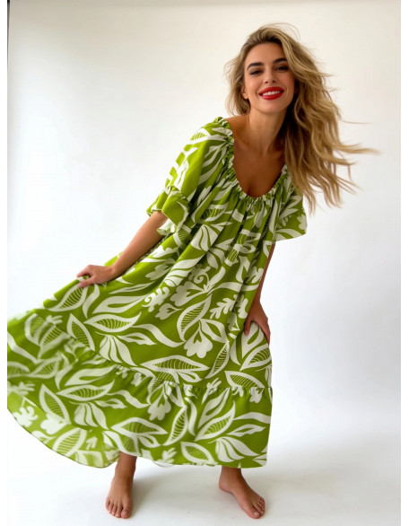 A day in the tropics dress (lime green)