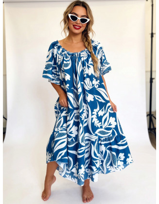 A day in the tropics dress (blue)