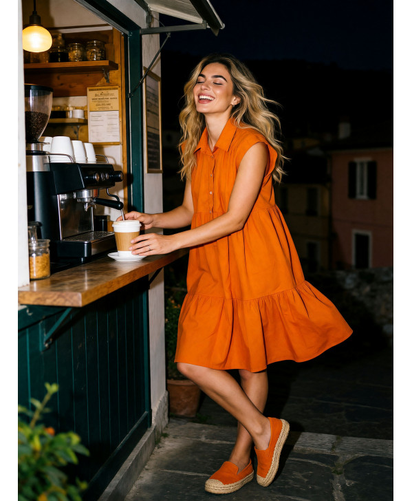 Kerkyra flowy dress (spicy orange)