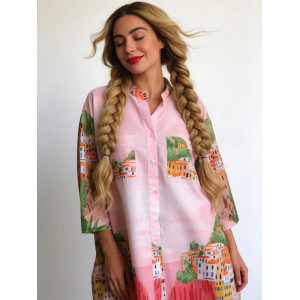 Pink houses in Tuscany dress