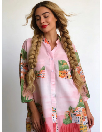 Pink houses in Tuscany dress
