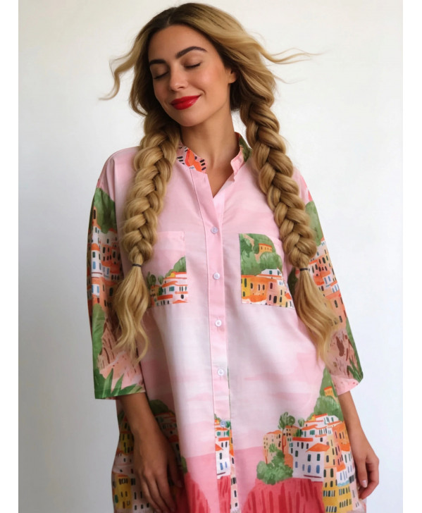 Pink houses in Tuscany dress