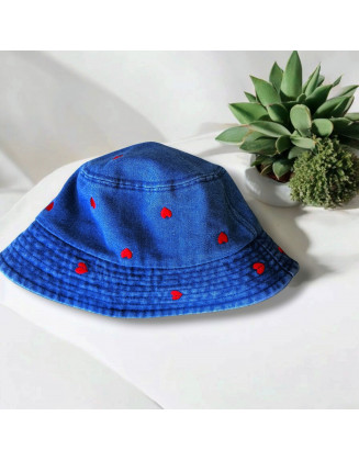 Hearts denim bucket hat