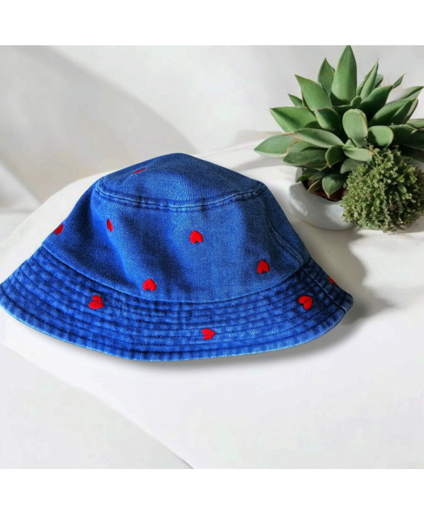 Hearts denim bucket hat