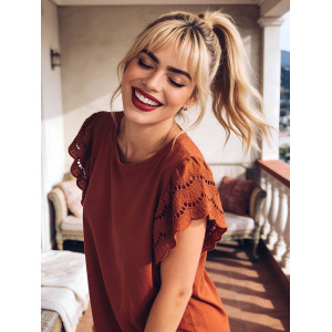 Cinnamon spice lace top