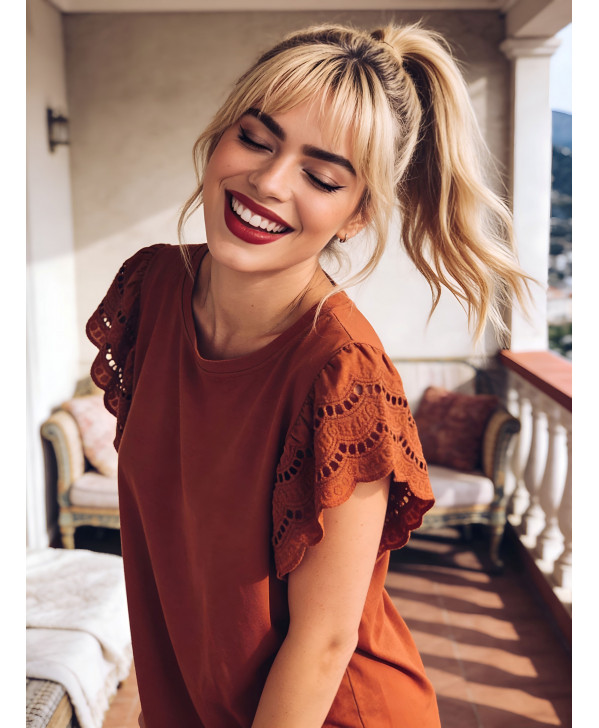 Cinnamon spice lace top