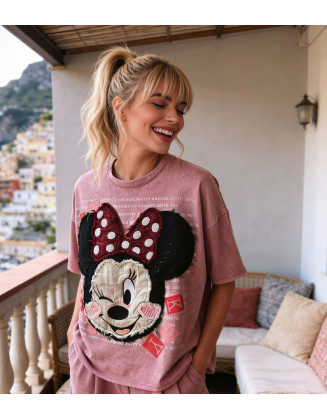 Lady mouse oversized T-shirt (pink)