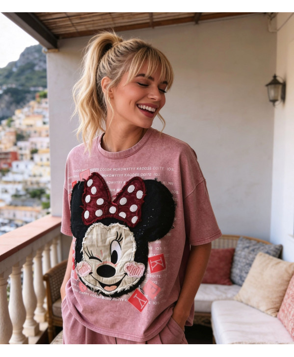 Lady mouse oversized T-shirt (pink)