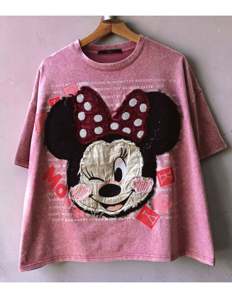 Lady mouse oversized T-shirt (pink)