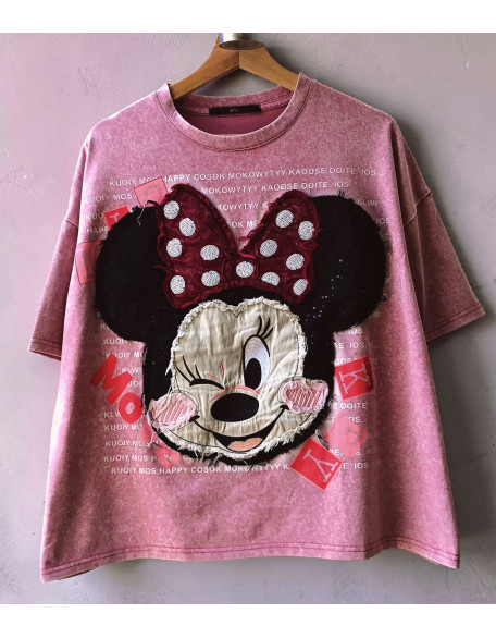 Lady mouse oversized T-shirt (pink)